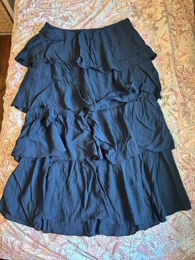 Abercrombie & Fitch Black Tiered Ruffle Maxi Skirt